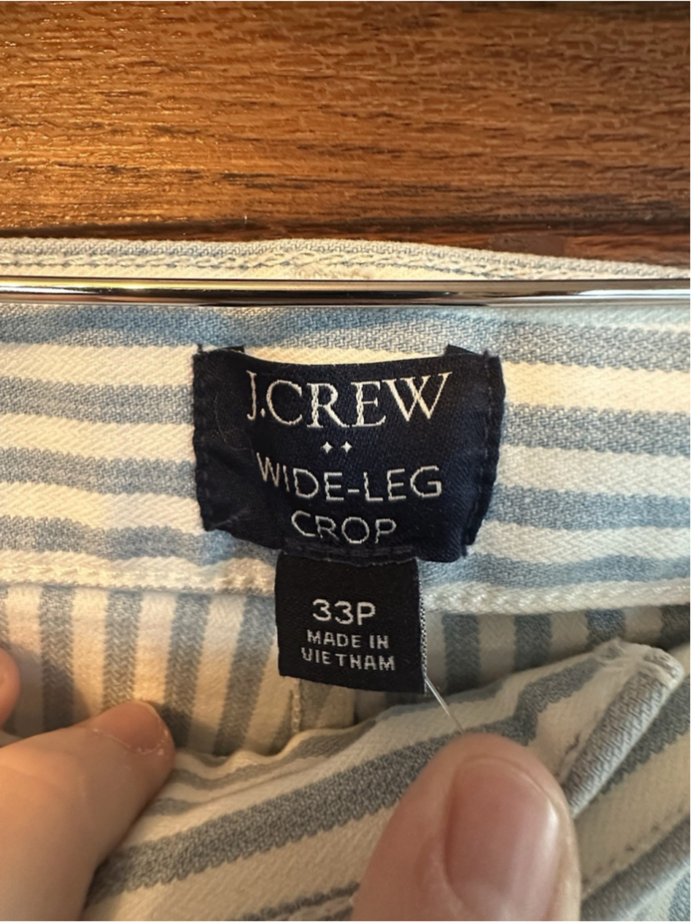 NWT J.Crew Striped High-Rise Wide-Leg Cropped Pants Women's 33P Blue White $118 - Picture 5 of 7